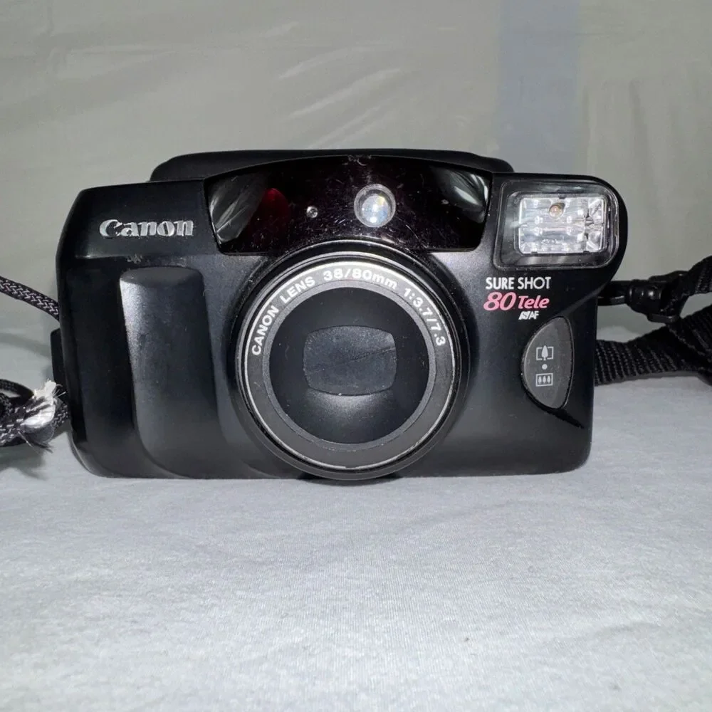 Canon Sure Shot 80 Tele Date 35mm Camera Point Shoot 38-80 mm f/3.7 Battery Case